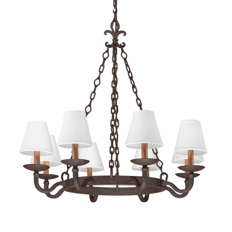 F2715 Troy Burnt Sienna Lyon 8Lt Chandelier Medium
