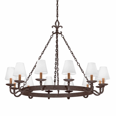 F2716 Troy Burnt Sienna Lyon 12Lt Chandelier Large