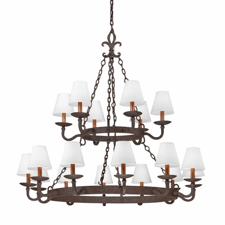 F2717 Troy Burnt Sienna Lyon 18Lt Chandelier 2 Tier