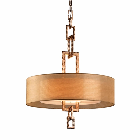 F2875 Troy Hand-Worked Iron Interior Link 4Lt Pendant Large with Bronze Leaf Finish