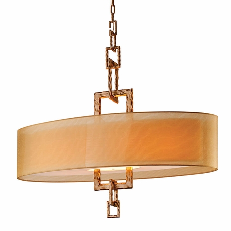 F2878 Troy Hand-Worked Iron Interior Link 4Lt Island with Bronze Leaf Finish