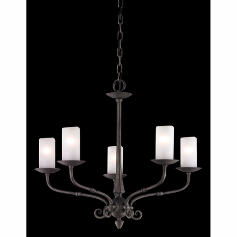 F3115 Troy Prescott Medium Aged Pewter 5 Light Chandelier