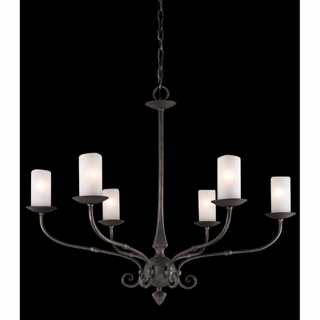 F3116 Troy Prescott Large Aged Pewter 6 Light Chandelier