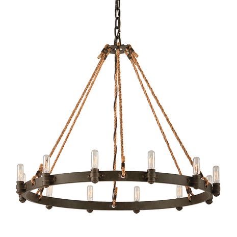 F3126 Troy Lighting Pike Place 12Lt Chandelier with Shipyard Bronze Finish