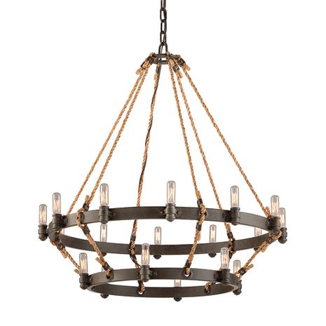 F3128-HBZ Troy Lighting Pike Place 18Lt Chandelier with Heritage Bronze Finish