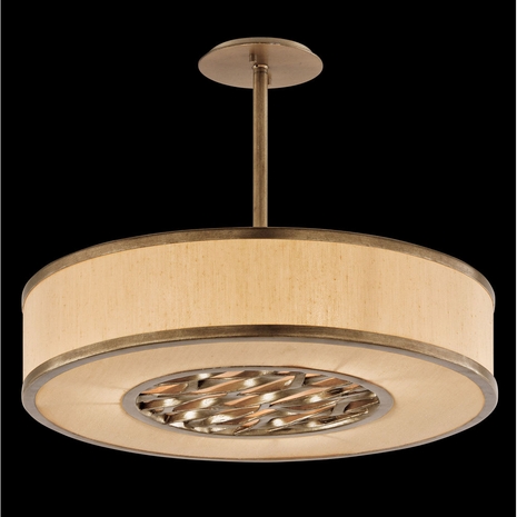 F3156 Troy Interior Serengeti Medium 3Lt Hand-Worked Iron Ceiling Mount Pendant in Bronze Leaf Finish