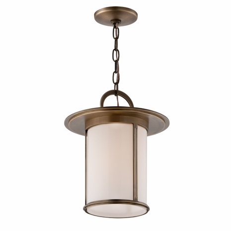 F3247 Troy Exterior Wright Antique Brass Large 1 Light Ceiling Mount Lantern