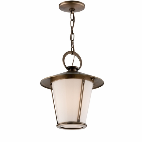 F3257 Troy Exterior Rennie Antique Brass Large 1 Light Ceiling Mount Lantern