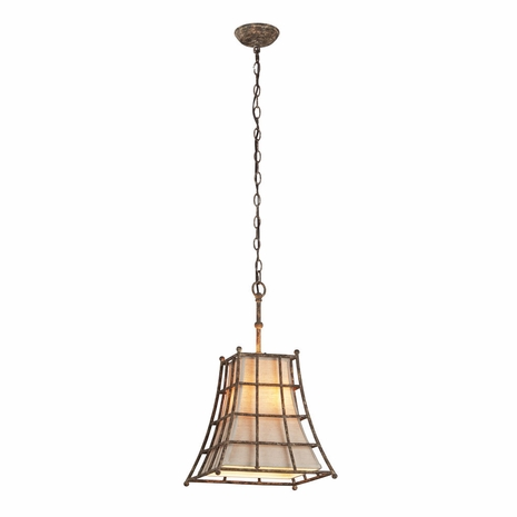 F3783 Troy Interior Left Bank Small 3Lt Hand-Worked Iron Ceiling Mount Pendant in Coastal Rust Finish