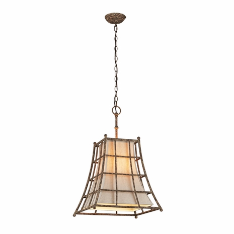 F3784 Troy Interior Left Bank Medium 4Lt Hand-Worked Iron Ceiling Mount Pendant in Coastal Rust Finish