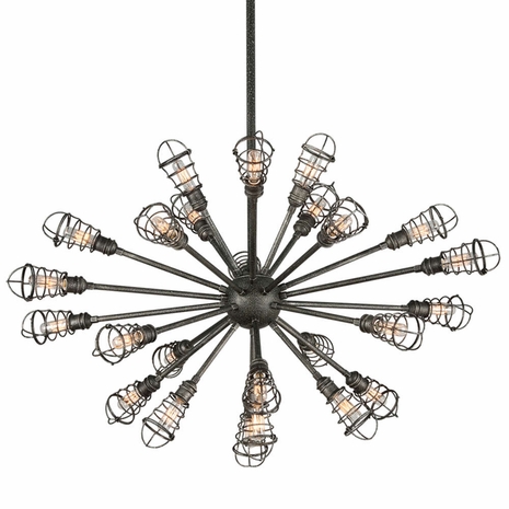 F3816 Troy Old Silver Conduit 25Lt Chandelier Extra Large