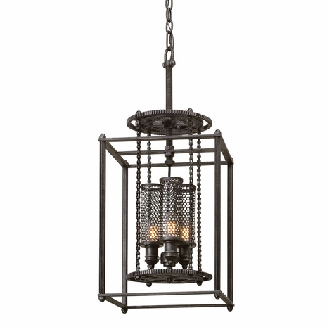 F3833 Troy Aged Pewter Atlas 3Lt Pendant Small