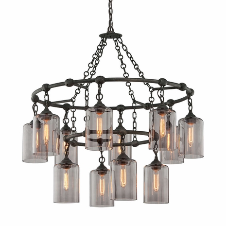 F4425-APW Troy Lighting Gotham 12Lt Chandelier with Aged Pewter Finish
