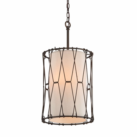 F4463 Troy Hand-Worked Iron Interior Buxton 3Lt Pendant Entry Small with Vintage Bronze Finish