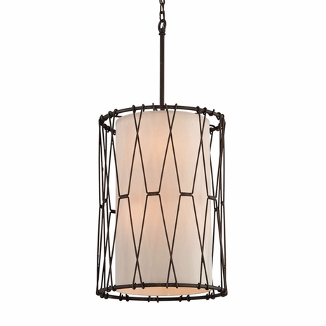 F4464 Troy Hand-Worked Iron Interior Buxton 6Lt Pendant Entry Medium with Vintage Bronze Finish