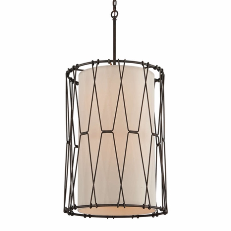 F4465 Troy Hand-Worked Iron Interior Buxton 8Lt Pendant Entry Large with Vintage Bronze Finish