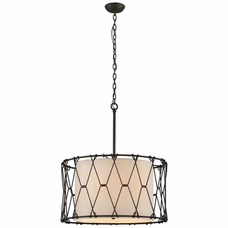 F4466 Troy Hand-Worked Iron Interior Buxton 6Lt Pendant Dining Medium with Vintage Bronze Finish