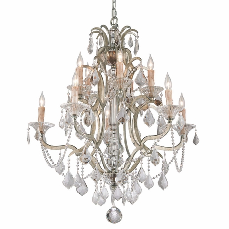 F4576 Troy Interior Antique Silver Leaf Montparnasse 10Lt Chandelier