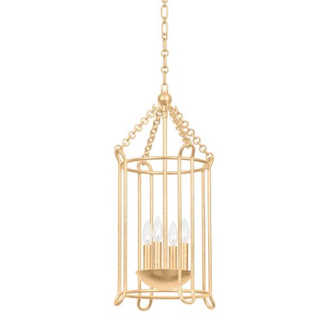 F4614-VGL Troy Lighting Lassen 4Lt Lantern Interior with Vintage Gold Leaf Finish