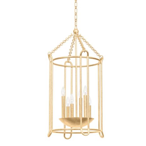 F4619-VGL Troy Lighting Lassen 6Lt Lantern Interior with Vintage Gold Leaf Finish