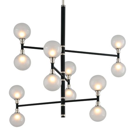 F4826-TBK/PN Troy Lighting Andromeda 12Lt Chandelier with Textured Black & Polish Nickel Finish