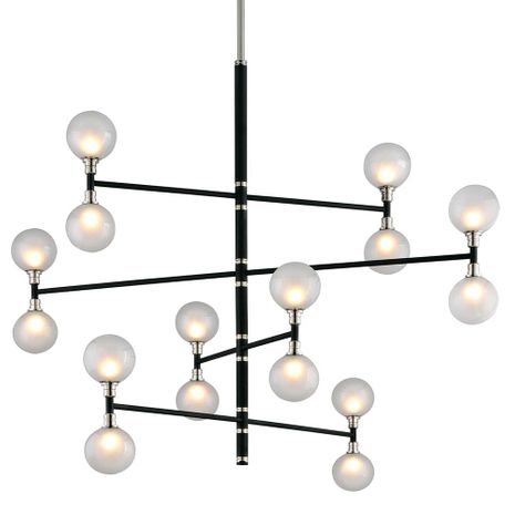 F4827-TBK/PN Troy Lighting Andromeda 16Lt Chandelier with Textured Black & Polish Nickel Finish