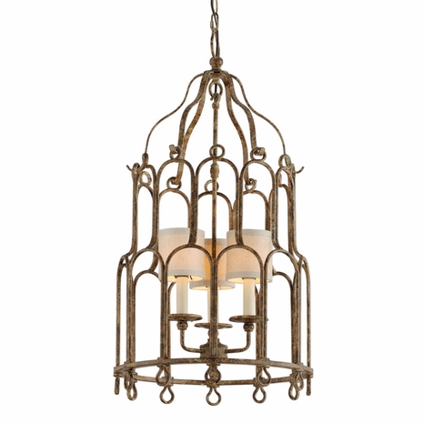 F4835 Troy Hand-Worked Iron Interior Carousel 3Lt Chandelier Medium with Provence Bronze Finish