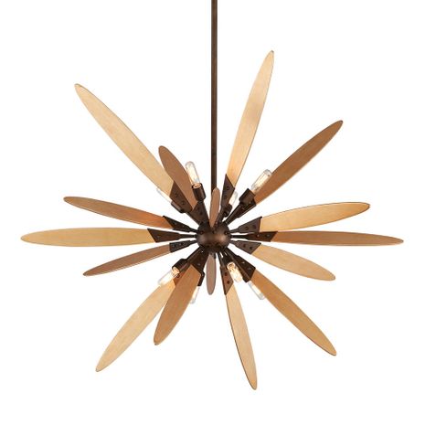 F5276-DF/ST Troy Lighting Dragonfly 8Lt Chandelier with Dragofly Bronze / Satin Leaf Finish
