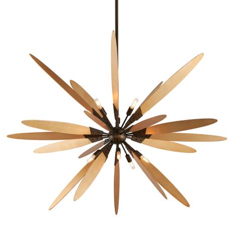 F5277-DF/ST Troy Lighting Dragonfly 10Lt Chandelier with Dragofly Bronze / Satin Leaf Finish
