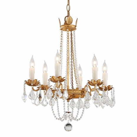 F5365-VGL Troy Lighting Viola 6Lt Chandelier with Vintage Gold Leaf Finish