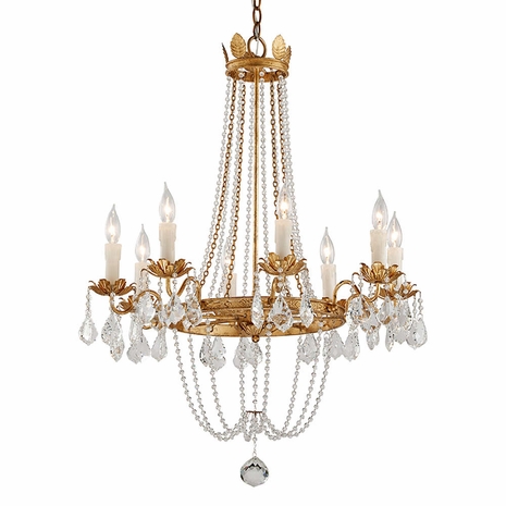 F5366-VGL Troy Lighting Viola 8Lt Chandelier with Distressed Gold Leaf Finish