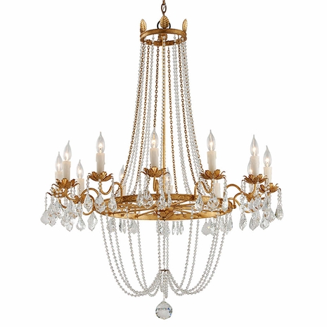 F5367-VGL Troy Lighting Viola 12Lt Chandelier with Vintage Gold Leaf Finish