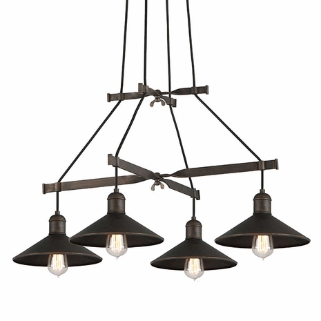 F5427-VBZ Troy Lighting Mccoy 4Lt Chandelier with Vintage Bronze Finish