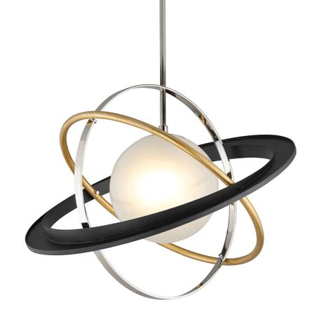 F5513-SFB/VGL/SS Troy Lighting Apogee 1Lt Chandelier with Bronze Gold Leaf And Stainless Finish