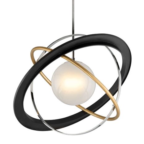 F5514 Troy Lighting Apogee 1Lt Chandelier with Bronze Gold Leaf And Stainless Finish