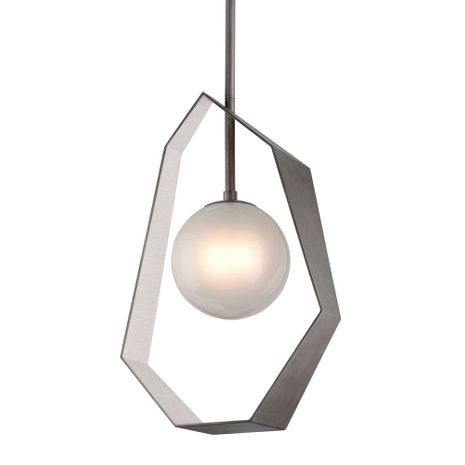 F5535-GRA/SL/SS Troy Lighting Origami 1Lt Chandelier with Graphite With Silver Leaf Finish