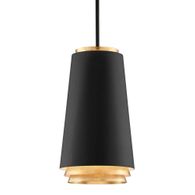 F5542-TBK/VGL Troy Lighting Fahrenheit 1Lt Pendant with Textured Black/Vintage Gold Leaf Finish