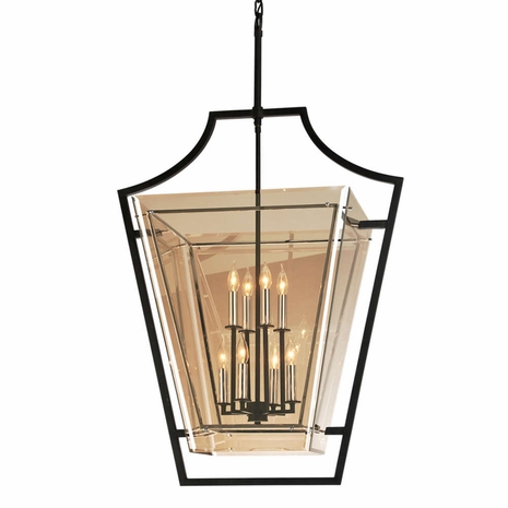 F5598 Troy Hand-Worked Iron Interior Domain 8Lt Pendant Large with Forged Iron Finish