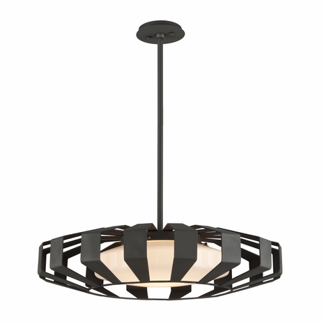 F5614 Troy Hand-Worked Iron Interior Impulse 1Lt Pendant Medium with Textured Bronze Finish