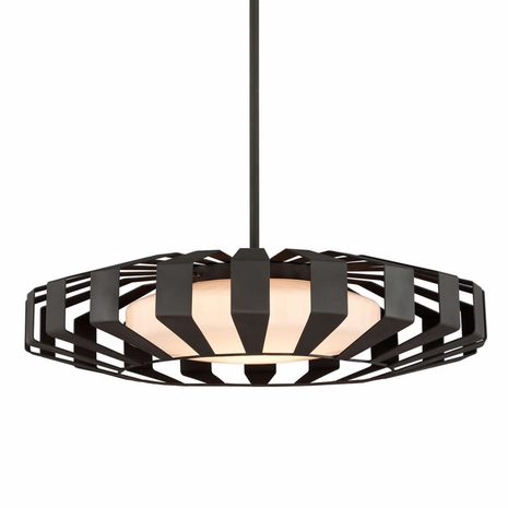 F5616 Troy Hand-Worked Iron Interior Impulse 1Lt Pendant Large with Textured Bronze Finish