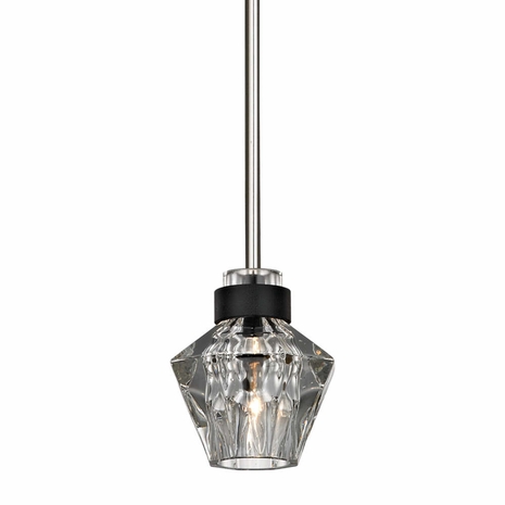 F5885 Troy Hand-Worked Iron Interior Faction 1Lt Pendant Mini with Forged Iron Polished Nickel Finish
