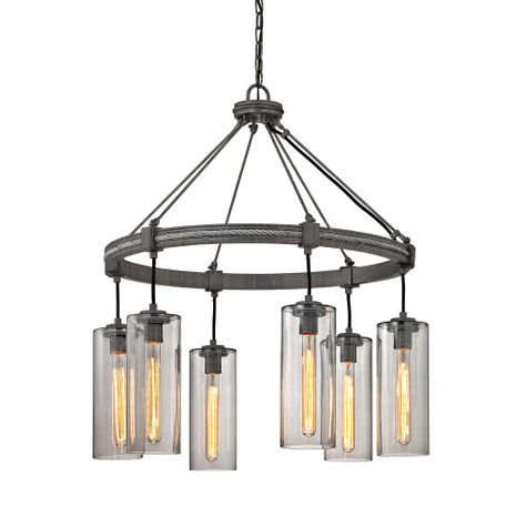 F5916 Troy Lighting Union Square 6Lt Chandelier with Graphite Finish