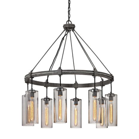 F5918 Troy Lighting Union Square 8Lt Chandelier with Graphite Finish