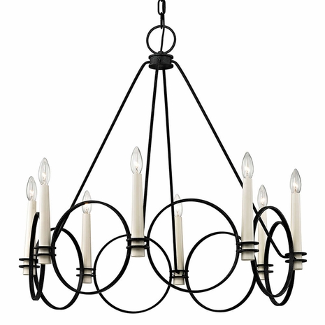 F5958 Troy Hand-Worked Iron Interior Country Iron Juliette 8Lt Chandelier