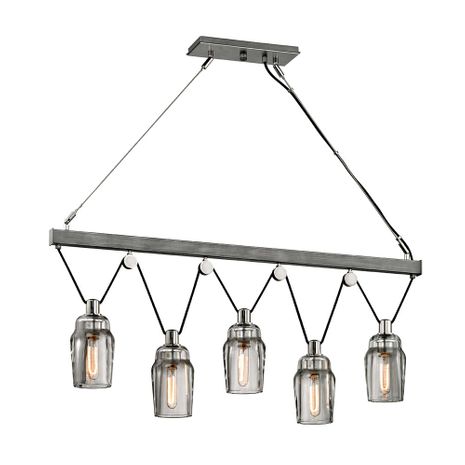 F5995 Troy Lighting Citizen 5Lt Linear with Graphite And Polished Nickel Finish