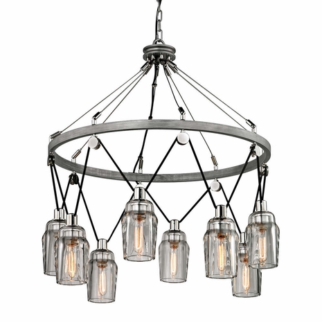 F5998-GRA/PN Troy Lighting Citizen 8Lt Chandelier with Graphite And Polished Nickel Finish