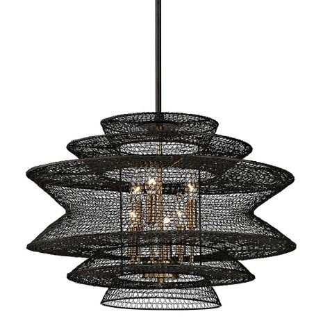 F6016-SBK Troy Lighting Kokoro 6Lt Chandelier with Soft Black Finish