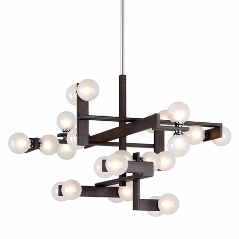 F6076 Troy Forest Bronze & Polished Chrome Network 24Lt Pendant Entry