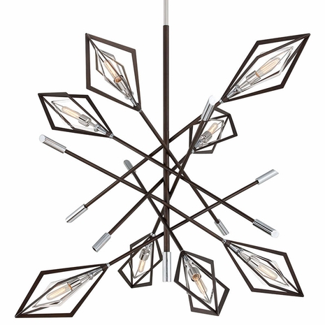 F6148 Troy Hand-Worked Iron Interior Bronze And Polished Stainless Javelin 8Lt Pendant