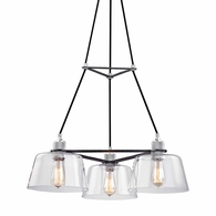 F6153 Troy Lighting Audiophile 3Lt Chandelier with Old Silver And Polished Alumin Finish
